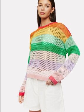 Wispr Open-Stitch Rainbow cotton silk Crew Sweater xs